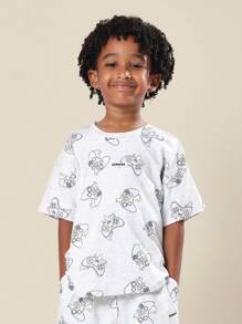 SUMWON Kids Video Game Controller Print Pajama Set Comfortable Short Sleeve Sleep Wear Gaming Wear Bedtime Outfit Casual Summer PJs Vacation - Grey - View 3