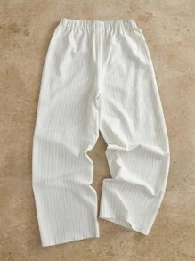 Manfinity BRENVOR Striped Elastic Waist Pockets Floral Embroidery Summer Men Pants - White - View 2