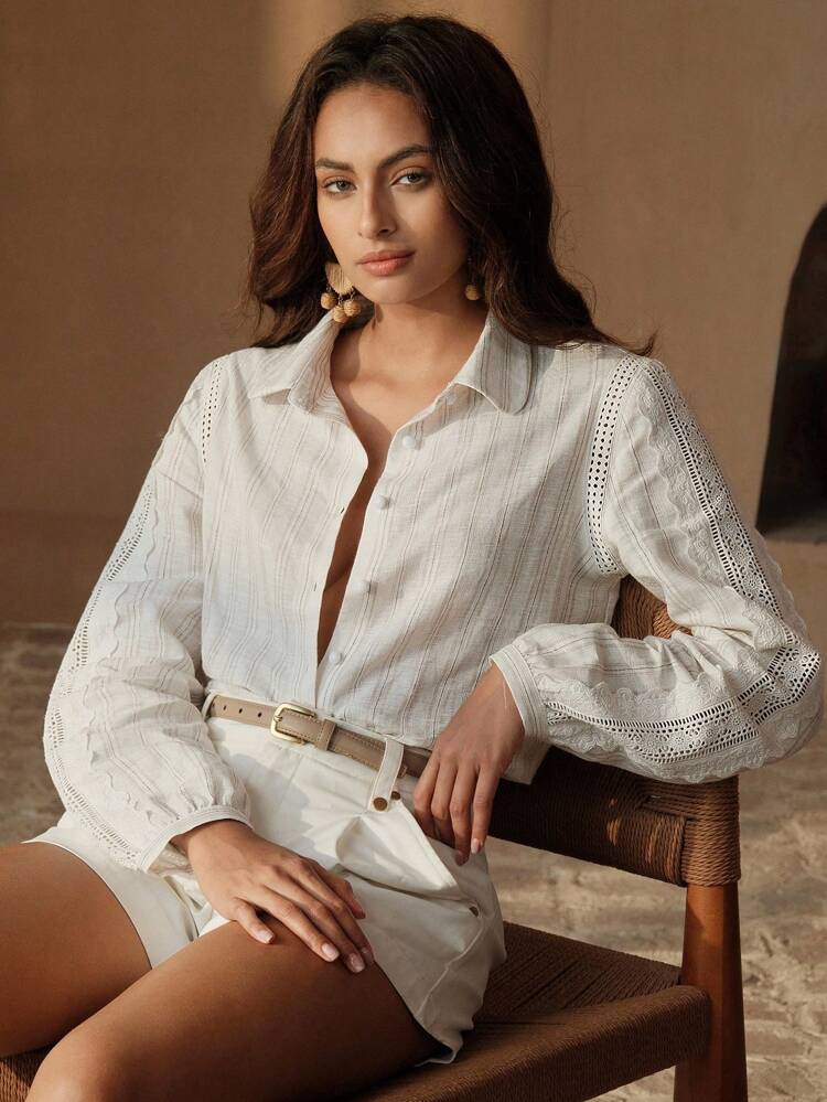 Women's New Elegant Striped Long Sleeve Blouse Shirt, Sophisticated Top, Spring/Summer