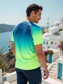 Surfspeed Men's UV Protection Short Sleeve Rashguard Top & Zipper Pocket Swim Trunks Swimsuit Swim Shirt For Men Men Rash Guard Men Swim Top - Green - View 3