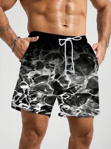 Surfspeed Men's Ripple Print Casual Beach Shorts