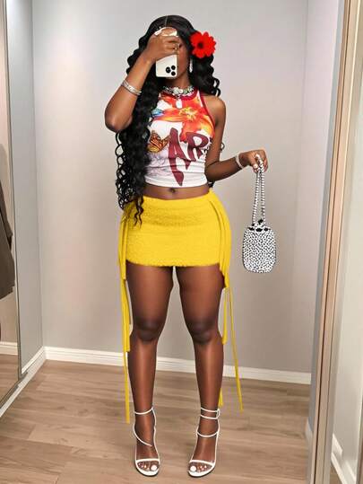 Slaydiva 2025 Summer New Bohemian Ibiza Style Women's Clothing, Music Festival, Western Style, Nomadic Style, Party Wear, Sexy Pool & Resort Cruise Travel Beach Sunshine Viral Fashion Item, Sweet & Sexy Red Crochet Fringe Mini Skirt (Can Be Matched) In Fall/Winter