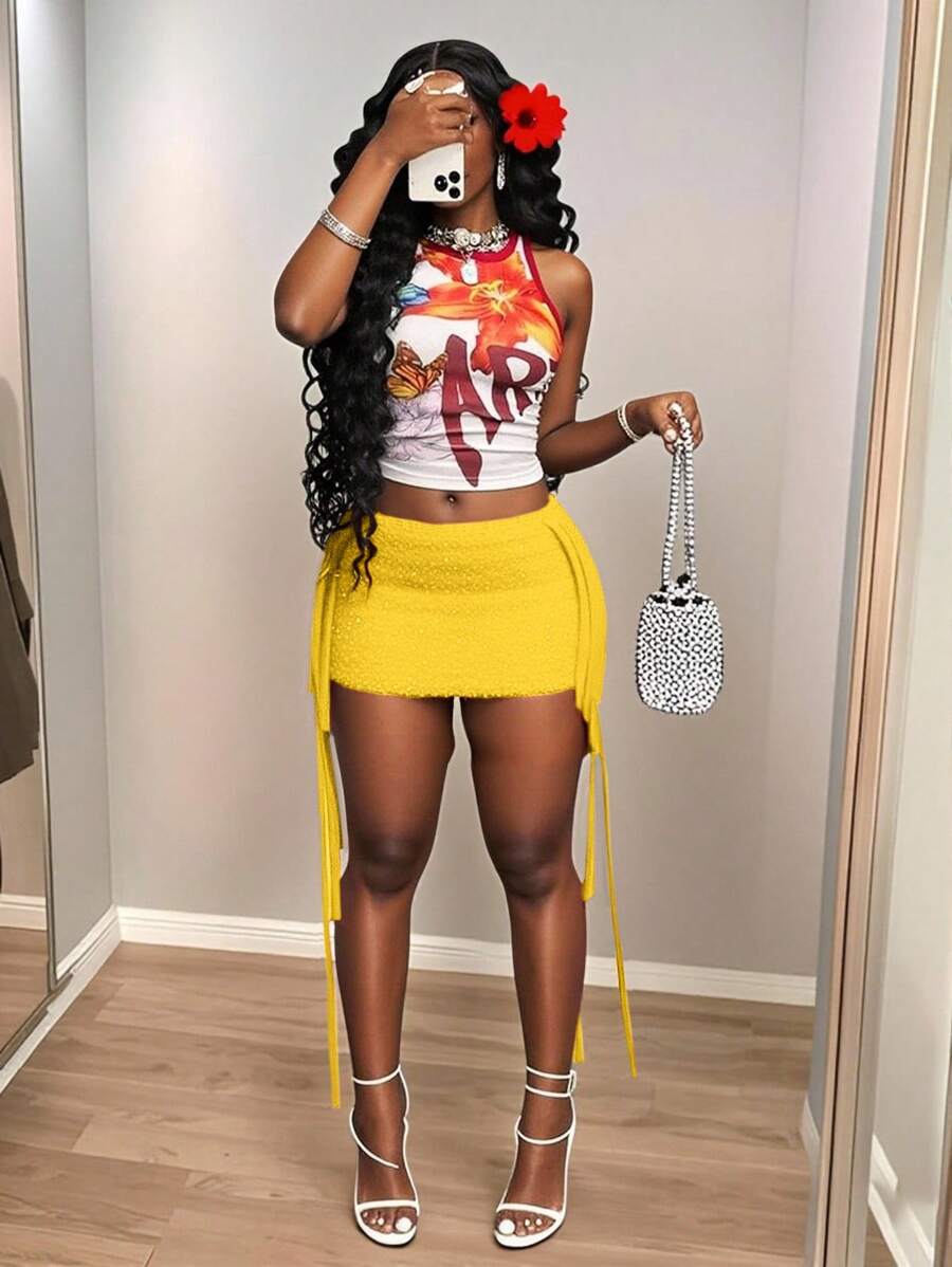 Slaydiva 2025 夏季新款波西米亚伊比萨风格女装、音乐节、西部风、游牧风、派对装、性感泳池度假邮轮旅行海滩阳光病毒式时尚单品、甜美性感红色钩针流苏迷你裙（可搭配）秋冬