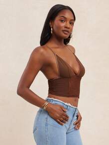 NYA SZN Parte superior con aplicación de encaje, diseño cruzado, estilo crop para verano, festivales de música, elegante para vacaciones, primavera, brunch, playa - para mujeres