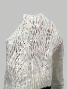 Franclia Halloween V-Neck Contrast Color Horse Embroidery Pullover Sweater, Multi-Color Set Fall Winter Cloth For Women - Black and White - View 6