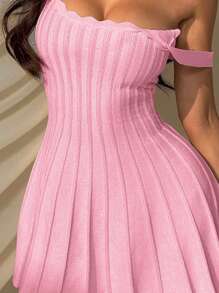 SHEIN EZwear 女士休闲浅粉色针织毛衣裙 - 淺粉色 - 查看 7