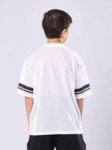 SUMWON 男童纽约城网眼运动衫，校队风格，无袖棒球篮球V领夏季休闲上衣 - 白色 - 查看 2