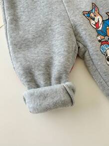 3pcs Cute Puppy Print Knitted Jogger Pants Set For Baby Boys/Girls, Suitable For Autumn/Winter Casual Wear