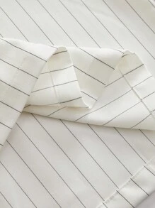 Manfinity BRENVOR Summer Men's Short Sleeve Striped Shirt With Embroidery Graphic Pocket - White - View 6