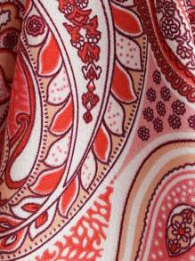 Chiquease 女式全印花休闲度假抹胸连衣裙 - 紅色 - 查看 3