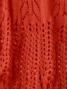 Linhara Plus Size Women Plain Knit Round Neck Hollow Single-Breasted Short Sleeve Cropped Casual Lightweight Cardigan, Spring/Summer