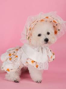 PETSIN 1pc Pet Princess Style Floral Dress Dog Clothing Yorkshire Bear Pomeranian Teddy Small Dog Summer Clothing Dog Clothing - Multicolor - View 6
