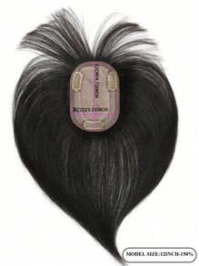 Silk Base Virgin Human Hair Topper Natural Black Top Hairpiece Air Bangs 8 X 12 CM Straight Topper With Bangs - Natural Black - View 3