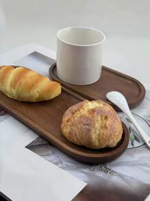 1pc Wooden Tray, Dinner Plate, Multi-Purpose Serving Platter, Suitable For Home, Restaurant And Party Use, Breakfast Tray, Cake Tray, Bread Tray, Kitchen Tray, Tea Set Tray,Kitchen,Christmas Gift - Bronze - View 2