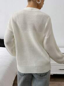 EURMUSE Áo len cardigan tay phồng họa tiết hoa 3D thanh lịch dành cho nữ - Màu be - Xem 2