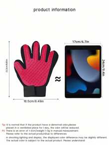 1pc Pet De-Shedding Glove, Five-Finger Grooming Brush For Cat And Dog, Pet Cleaning Supplies - Pink - View 1