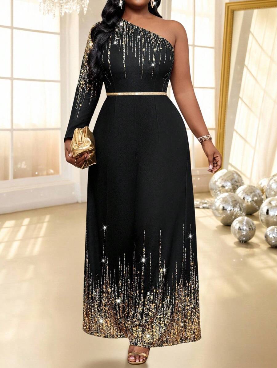 SHEIN Lady Spring And Summer Autumn And Winter Elegant Party Wedding Concert/Music Festival Colorful Knitted Strapless Asymmetrical Flounce Sleeve Backless Long Long Sleeve Plus Size Jumpsuits Summer Dresses For Women Summer Outfits For Women Birthday Outfits For Women Women Summer Clothes Concert Outfit Women Festival Outfits For Women Winter Clothes For Women Cruise Women Outfits Fall Women Clothes Jumpsuits For Woman Elegant Jumpsuits For Woman Summer Birthday Outfit For Women - Multicolor - View 1