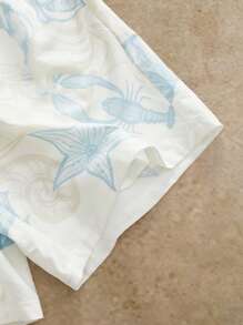 Manfinity BRENVOR 男士春夏度假海鲜时尚印花白色两件套