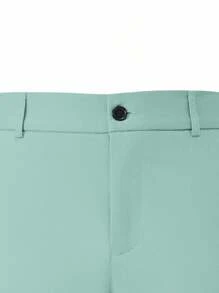 Manfinity Mode 男士经典尖领翻盖休闲西装外套和裤子套装 - 綠色 - 查看 4