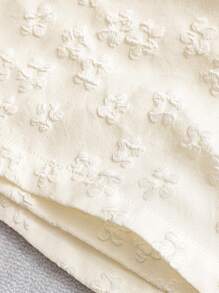 SHEIN LUNE 大码女式高腰宽松裤，优雅刺绣纹理，前系带，休闲日常穿着，简约休闲时尚，夏季，女性度假，女性海滩，波西米亚风格，春夏 - 杏色 - 查看 6