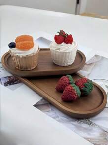 1pc Wooden Tray, Dinner Plate, Multi-Purpose Serving Platter, Suitable For Home, Restaurant And Party Use, Breakfast Tray, Cake Tray, Bread Tray, Kitchen Tray, Tea Set Tray,Kitchen,Christmas Gift - Bronze - View 5