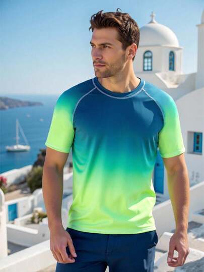 Naviga Onda เสื้อว่ายน้ำแขนสั้นกันรังสียูวีสำหรับผู้ชาย & กางเกงว่ายน้ำมีกระเป๋าซิป ชุดว่ายน้ำ เสื้อว่ายน้ำสำหรับผู้ชาย เสื้อกันผื่นสำหรับผู้ชาย เสื้อว่ายน้ำสำหรับผู้ชาย วันหยุด