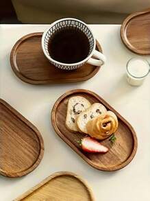 1pc Wooden Tray, Dinner Plate, Multi-Purpose Serving Platter, Suitable For Home, Restaurant And Party Use, Breakfast Tray, Cake Tray, Bread Tray, Kitchen Tray, Tea Set Tray,Kitchen,Christmas Gift - Bronze - View 10