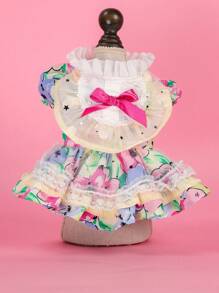 PETSIN 1 pieza Ropa para perro Vestido de perrito osito Yorkshire Pomerania Teddy - Vestido sencillo y fresco con flores para mascotas - Morado - Ver 4