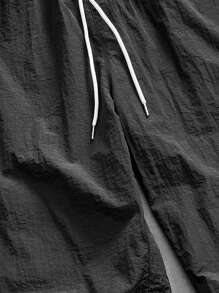 Sport MetroGents 男士几何印花抽绳腰宽松直筒运动裤，宽松健身服，男士裤子，防风裤，钓鱼裤，运动裤 - 黑色 - 查看 3