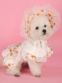 PETSIN 1pc Pet Princess Style Floral Dress Dog Clothing Yorkshire Bear Pomeranian Teddy Small Dog Summer Clothing Dog Clothing - Multicolor - View 5