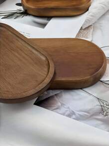 1pc Wooden Tray, Dinner Plate, Multi-Purpose Serving Platter, Suitable For Home, Restaurant And Party Use, Breakfast Tray, Cake Tray, Bread Tray, Kitchen Tray, Tea Set Tray,Kitchen,Christmas Gift - Bronze - View 8