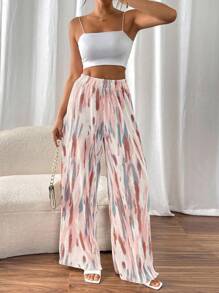 Calvaya Women's Elastic Waist Tie-Dye Wide Leg Loose Casual Pants