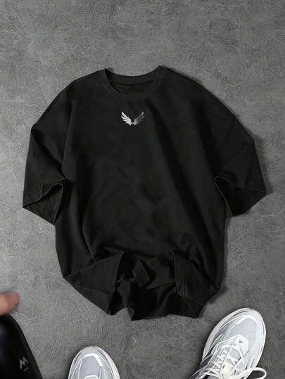 Manfinity Sport Corelite 男士宽松翼纹落肩休闲T恤，夏季