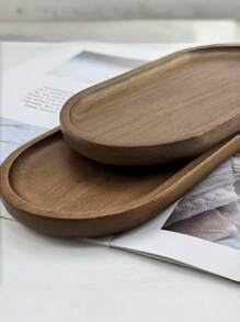 1pc Wooden Tray, Dinner Plate, Multi-Purpose Serving Platter, Suitable For Home, Restaurant And Party Use, Breakfast Tray, Cake Tray, Bread Tray, Kitchen Tray, Tea Set Tray,Kitchen,Christmas Gift - Bronze - View 7