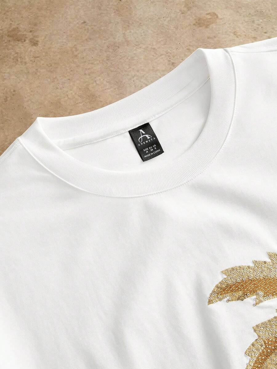 Manfinity VCAY Men's Elegant Modern 3D Diamond Decor T-Shirt Top Shirt - White - View 1