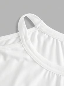 Sweetra Áo thun trơn dáng rộng hở vai phong cách đường phố cỡ lớn cho nữ - trắng - Xem 4