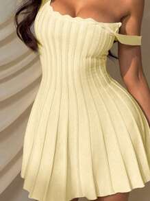 SHEIN EZwear Damen Lässiges Aprikose Gestricktes Pulloverkleid