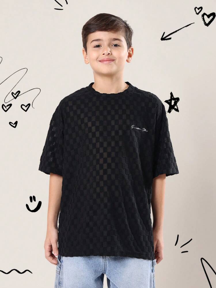 Fashion Forward Textured Checkered T-Shirt