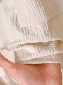 CosyJoli Plus Size Women Summer Solid Color Textured Front Tie Batwing Sleeve Blazer And Shorts Set,Teacher Outfits For Women