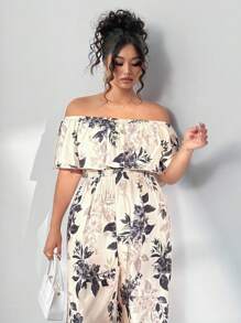 Elenzga 大码露肩收腰阔腿连体裤，优雅性感的海滩度假风