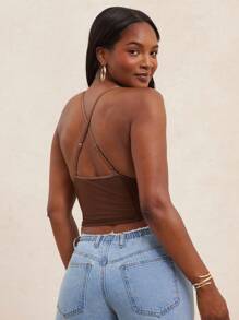 NYA SZN Parte superior con aplicación de encaje, diseño cruzado, estilo crop para verano, festivales de música, elegante para vacaciones, primavera, brunch, playa - para mujeres