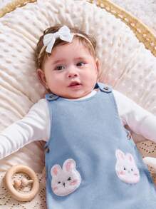 SHEIN Neugeborenen Baby Mädchen süßes lässiges Set aus Langarm Top mit Cartoon Muster und Kleid