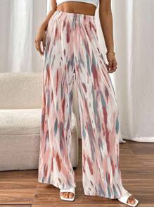 Calvaya Women's Elastic Waist Tie-Dye Wide Leg Loose Casual Pants