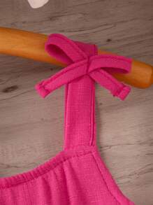 SHEIN 年轻女孩拼色可爱夏季细肩带蛋糕连衣裙 - 彩色 - 查看 4