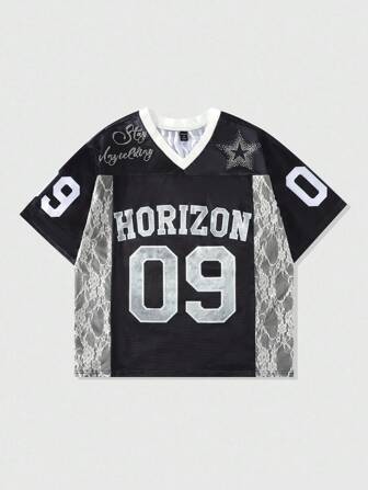 Prep T-shirt de sport à manches courtes à patchwork en maille pour homme, maillot de sport