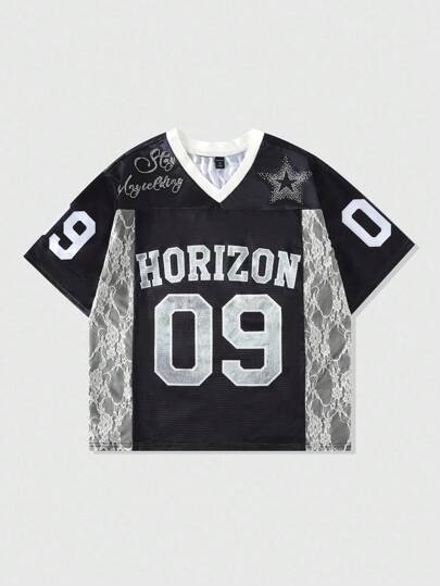 Prep Men's Sports Mesh Patchwork Short Sleeve T-Shirt, Sports Jersey