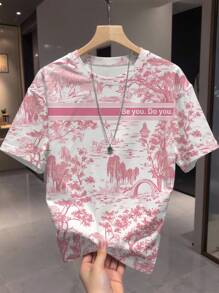 INAWLY 女士夏季风景图案修身T恤 - 白色 - 查看 3