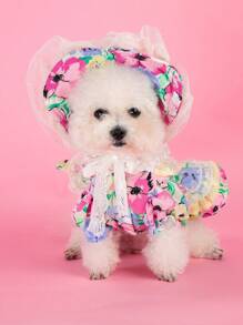 PETSIN 1 pieza Ropa para perro Vestido de perrito osito Yorkshire Pomerania Teddy - Vestido sencillo y fresco con flores para mascotas - Morado - Ver 10