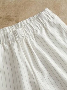 Manfinity BRENVOR Striped Elastic Waist Pockets Floral Embroidery Summer Men Pants - White - View 3