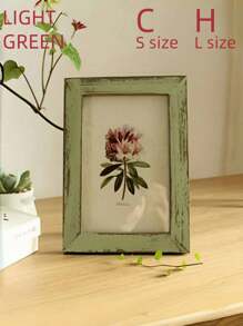 SHEIN 1pc Photo Frames, Rustic Wooden Picture Frames, Vintage 5-Inch Photo Holder, Farmhouse Style Wall Decor, Distressed Finish For Home & Office Display, Home Decor